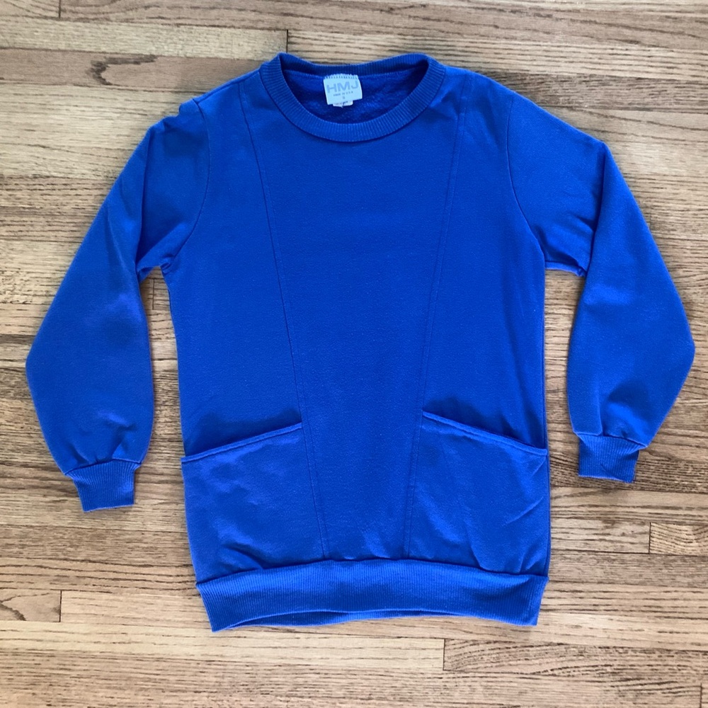 Vintage 80s Royal Blue Dolman Crewneck Tunic